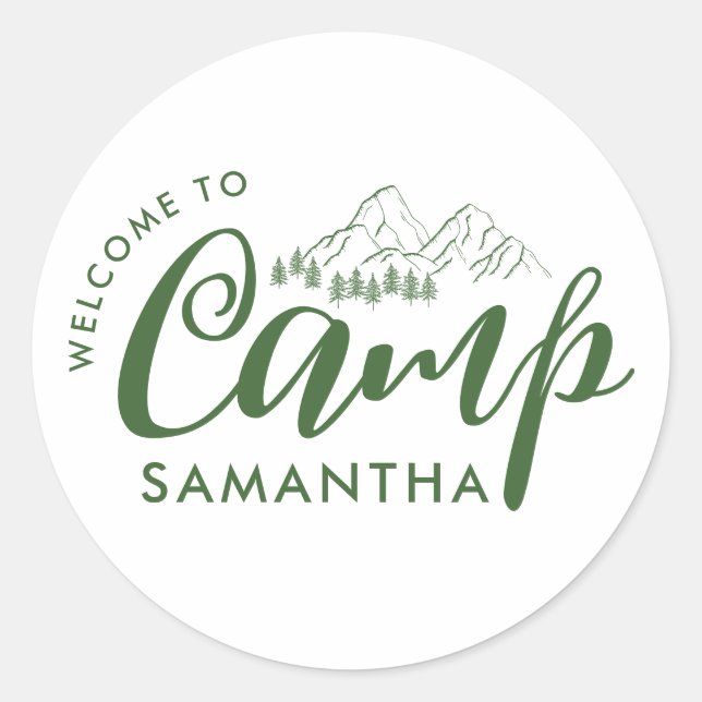 Custom Camp Bachelorette Party Modern Rustic Classic Round Sticker (Front)
