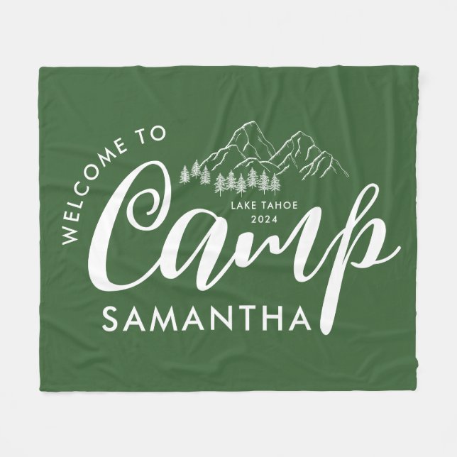 Custom Camp Bachelorette Party Modern Rustic Fleece Blanket (Front (Horizontal))