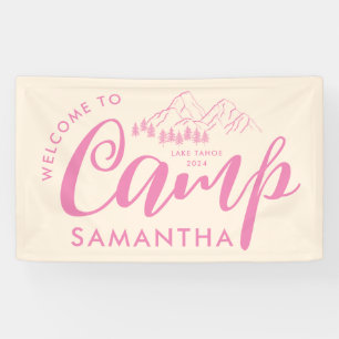 Custom Camp Bachelorette Party Modern Rustic Pink Banner