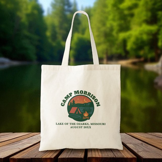 Custom Camp Lake Bachelorette Trip Green Tote Bag (Creator Uploaded)