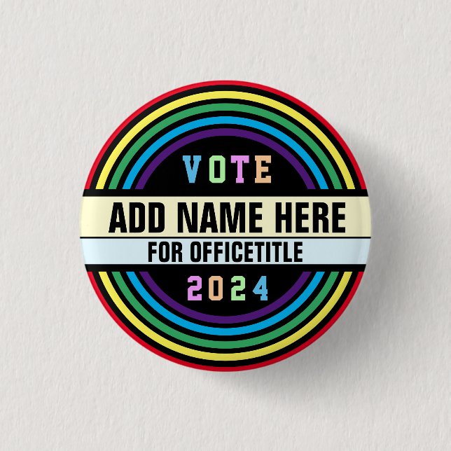 Custom Campaign Button Rainbow (Front)