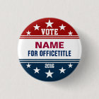 Custom Campaign Button Red, White Blue