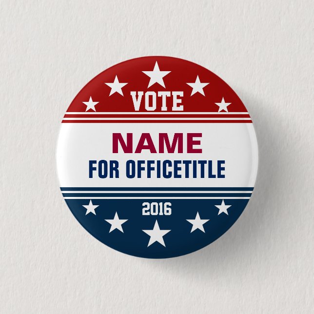 Custom Campaign Button Red, White Blue (Front)
