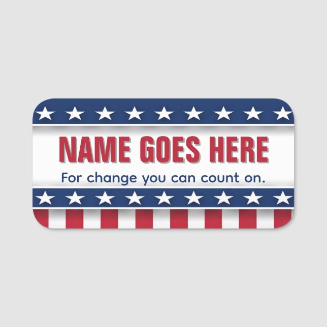 Custom Campaign Personalized Name Name Tag (Front)