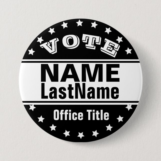 Custom Campaign Template Black / White 7.5 Cm Round Badge (Front)