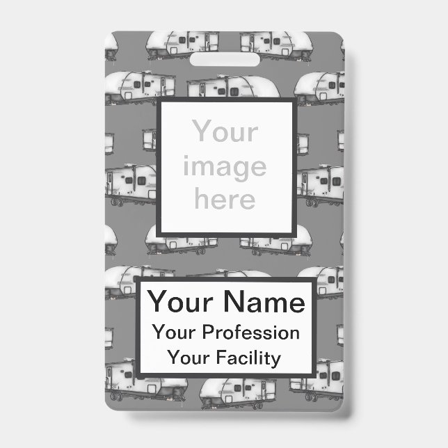 Custom Campers - Grey Badge ID Badge (Front)