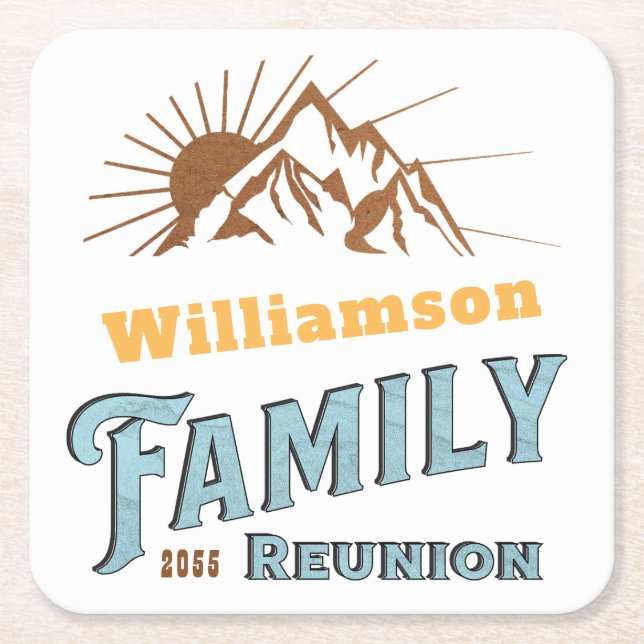 Custom Camping Family Vacation Matching  Square Paper Coaster (Front)