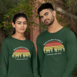 Custom Camping Trip Forest Sunset Long Sleeve T-Shirt
