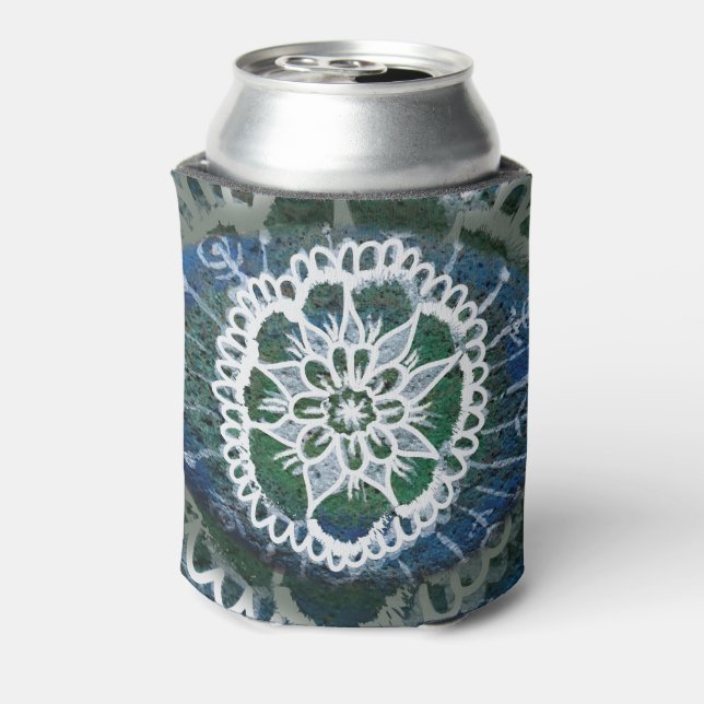 Custom Can Cooler Blue Mandala Edelweiss (Can Back)