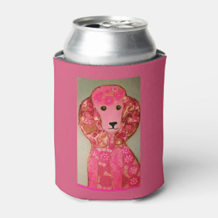 Custom Can Cooler with Pink Poodle Dog