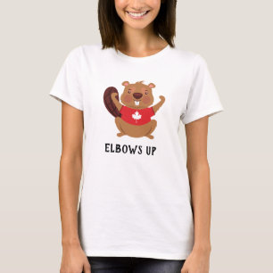 Custom Canada Beaver Elbows Up Funny T-Shirt