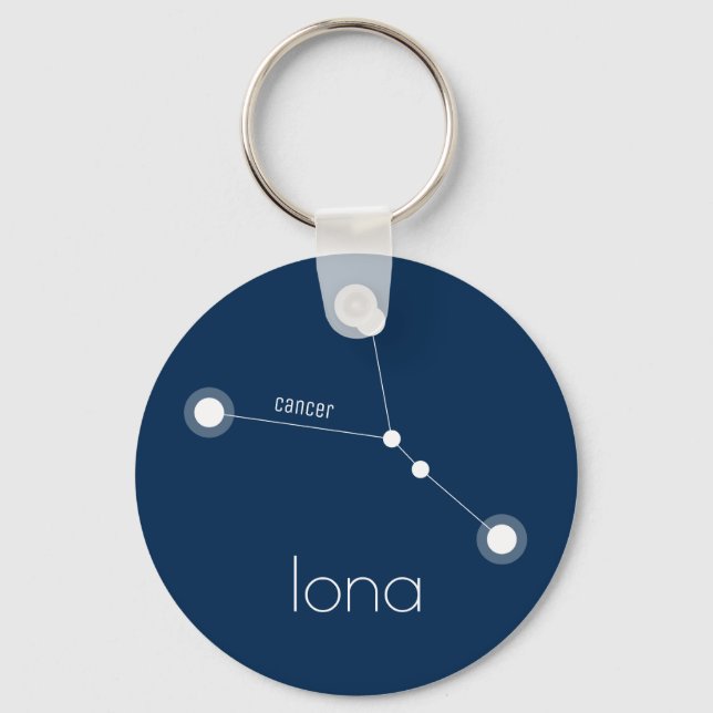CUSTOM Cancer Zodiac Constellation Key Ring (Front)