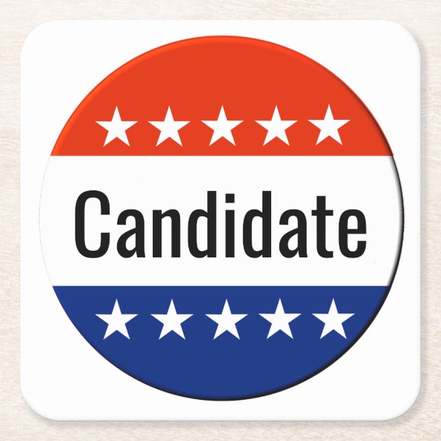 Custom Candidate Campaign 2022 Election Square Paper Coaster (Front)