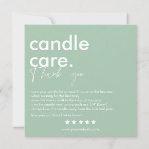 Custom Candle Care & Thank You Card – Editable