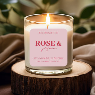 Custom Candle   Red and Pink Valentines Square Sticker