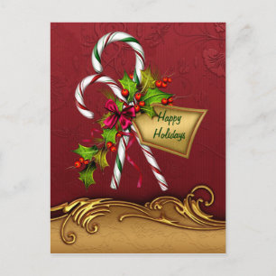 Custom Candy Cane Christmas Postcard
