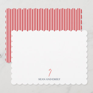 Custom Candy Cane Vintage Christmas Stationary Thank You Card
