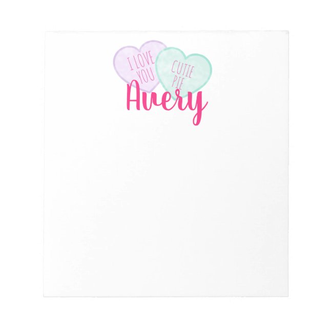 Custom Candy Hearts Valentine Notepad (Front)