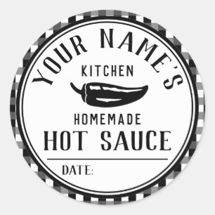 Custom Canning Labels Chilli Pepper Black Checks