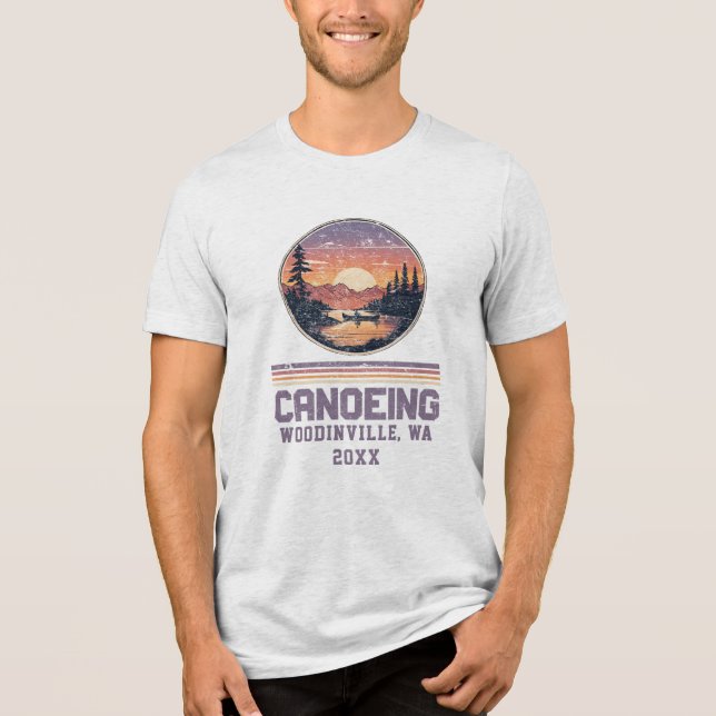 Custom Canoeing Lover Canoe Location Date Name Tri-Blend Shirt (Front)