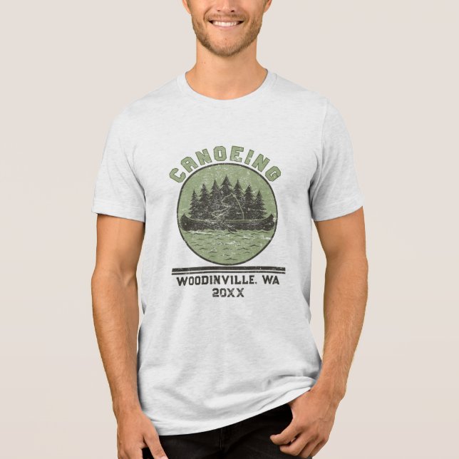 Custom Canoeing Lover Canoe Location Date Name Tri-Blend Shirt (Front)