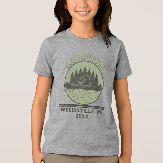 Custom Canoeing Lover Canoer Location Date Name Tri-Blend Shirt (Front)