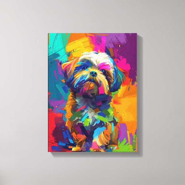 Custom Canvas Poster Vivid Colourful Shih Tzu Dog  Print (Front)