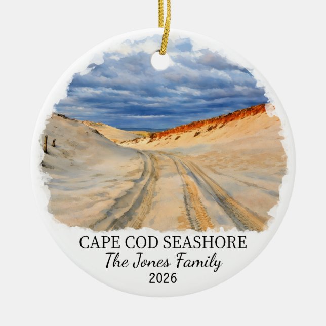 Custom Cape Cod National Seashore, Massachusetts Ceramic Tree Decoration (Front)