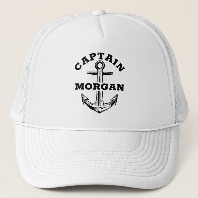 Custom Captain Anchor Name Personalised Trucker Hat (Front)