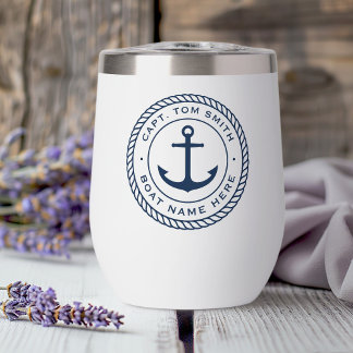 Custom captain and boat name anchor rope border
