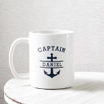 Custom Captain Boat Nautical Anchor Coffee Mug<br><div class="desc">Set sail with our Custom Captain Boat Nautical Anchor Coffee Mug. Perfect for seafaring enthusiasts, this mug features a timeless nautical anchor design and customisable captain or boat name for a personal touch. Crafted from high-quality ceramic, it’s durable and ideal for enjoying coffee or tea on the water or at...</div>