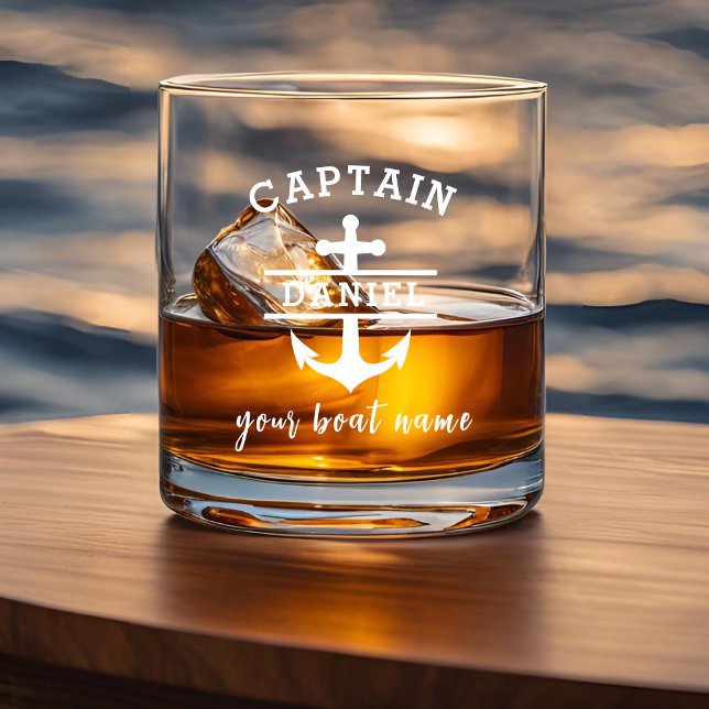 Custom Captain Boat Nautical Anchor Whiskey Glass (Creator Uploaded)