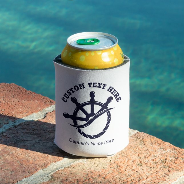 Custom Captain Boat Nautical Gift Can Cooler (In Situ Pool)