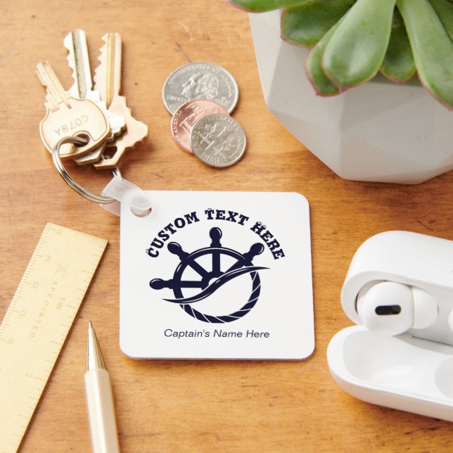 Custom Captain Boat Nautical Gift Key Ring (Desk)