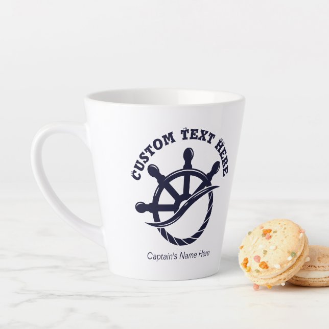 Custom Captain Boat Nautical Gift Latte Mug (In Situ)