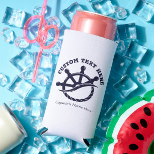 Custom Captain Boat Nautical Gift Seltzer Can Cooler