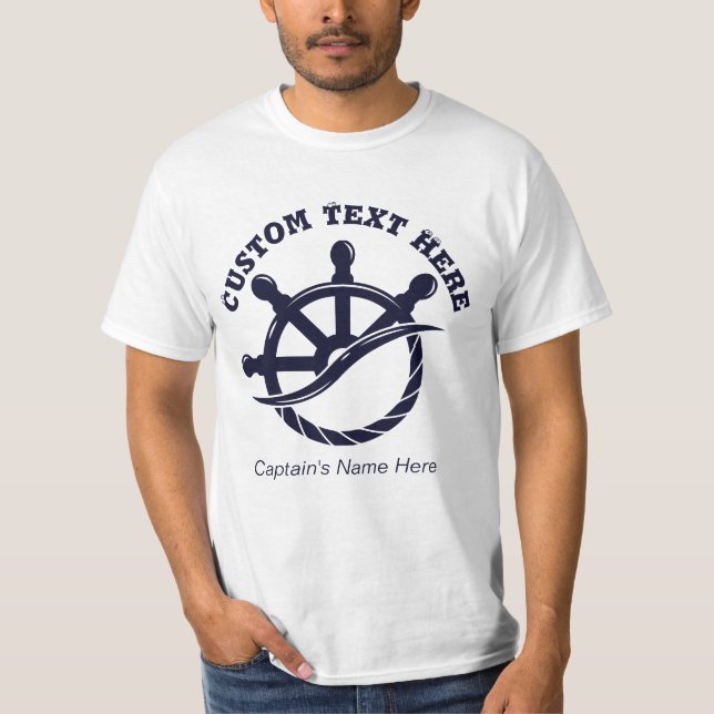 Custom Captain Boat Nautical Gift T-Shirt (Front)