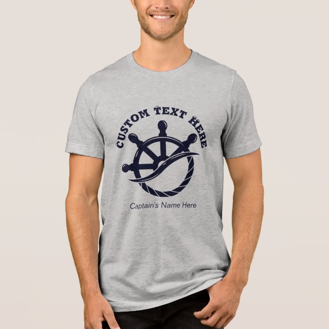 Custom Captain Boat Nautical Gift Tri-Blend Shirt (Front)