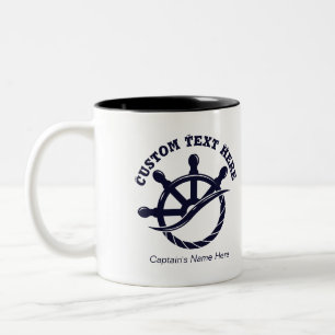Custom Captain Boat Nautical Gift Two-Tone Coffee Mug