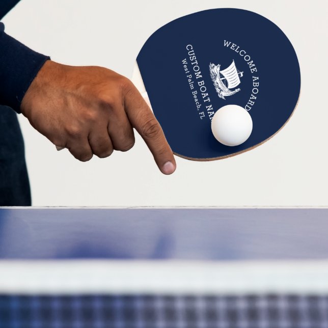 Custom Captain Boat Nautical Ship logo Navy Ping Pong Paddle (Insitu)