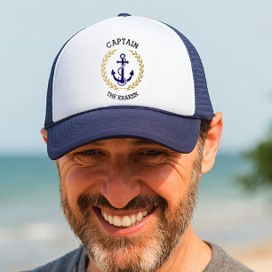 Custom Captain Boat Personalised Nautical Anchor Trucker Hat