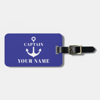 Custom Captain Name Anchor Blue Luggage Tag