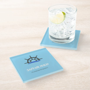 Custom Captain Ship Wheel Personalised Coaster