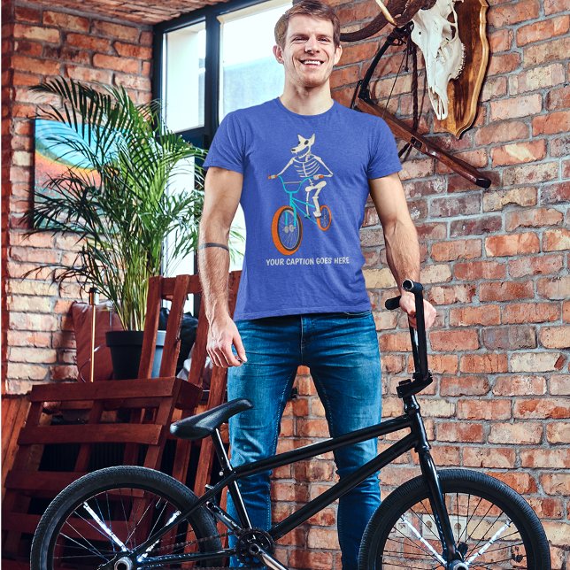 Custom Caption Skeleton on a BMX Bike Graphic T-Shirt (Creator Uploaded)