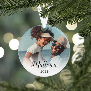 Custom Caption Vacation Photo Ornament