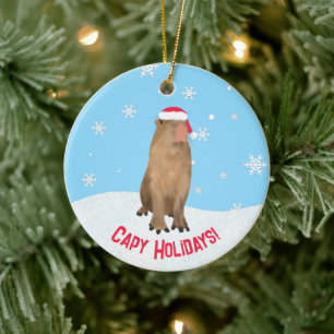 Custom Capy Holidays Funny Cute Capybara Pun Ceramic Tree Decoration