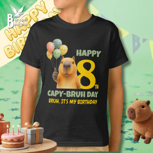 Custom Capybara HAPPY CAPYBRUH DAY 8th Birthday T-Shirt