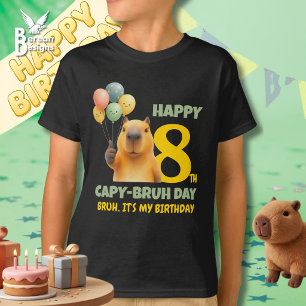 Custom Capybara HAPPY CAPYBRUH DAY 8th Birthday T-Shirt