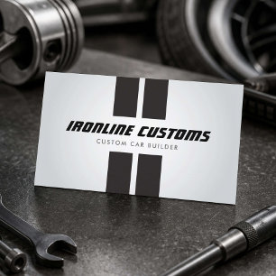Custom Car Builder Racing Stripes Grey Business Card