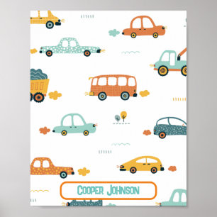 Custom car name pastel blue and orange  poster